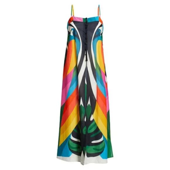 New Farm Rio Macaw Stripes Cotton Swim Beach Cover-Up Maxi Dress Medium NWT - Picture 7 of 10
